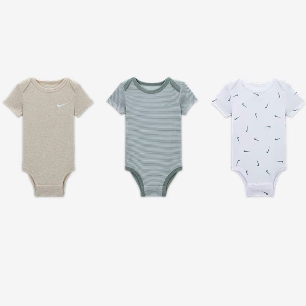 ❄️3/$15 Bundle & Save - Nike Baby Bodysuit Trio - Beige, Light Blue, White